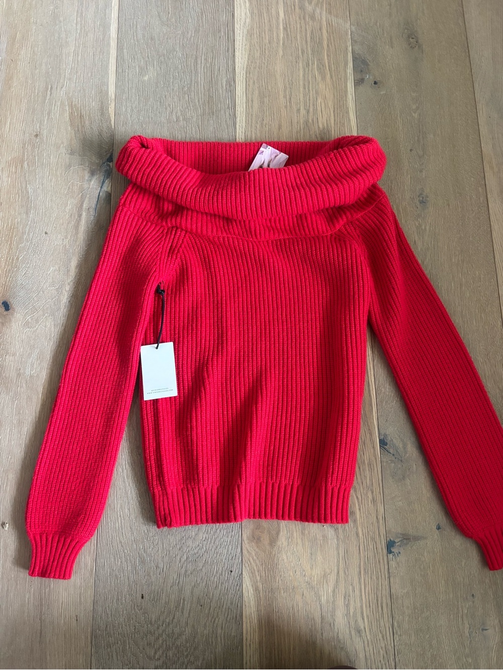 NWT Off-Shoulder Ribbed Sweater - Red